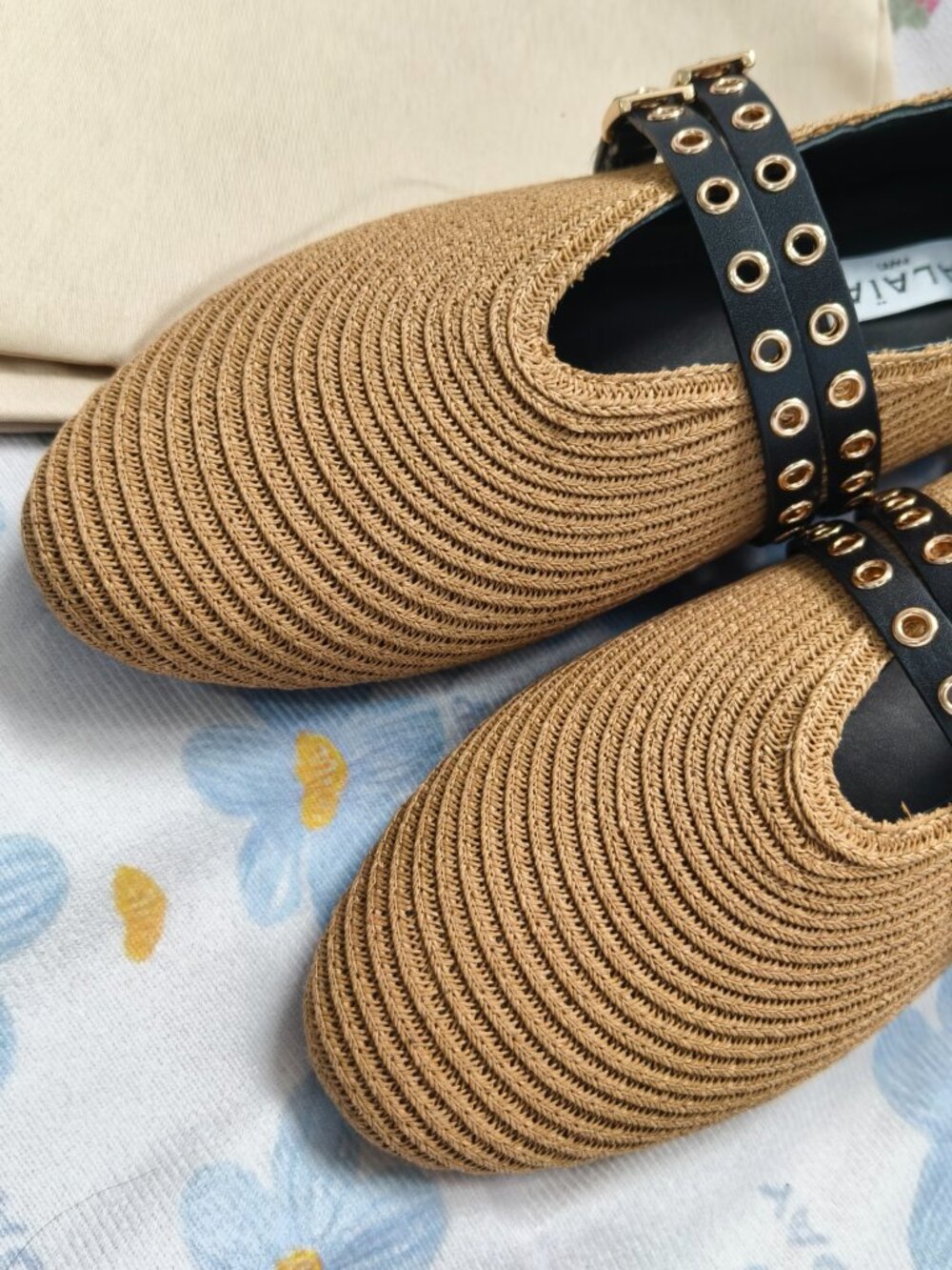 Alaia straw double-button Mary Jane flats - Picture 10 of 11
